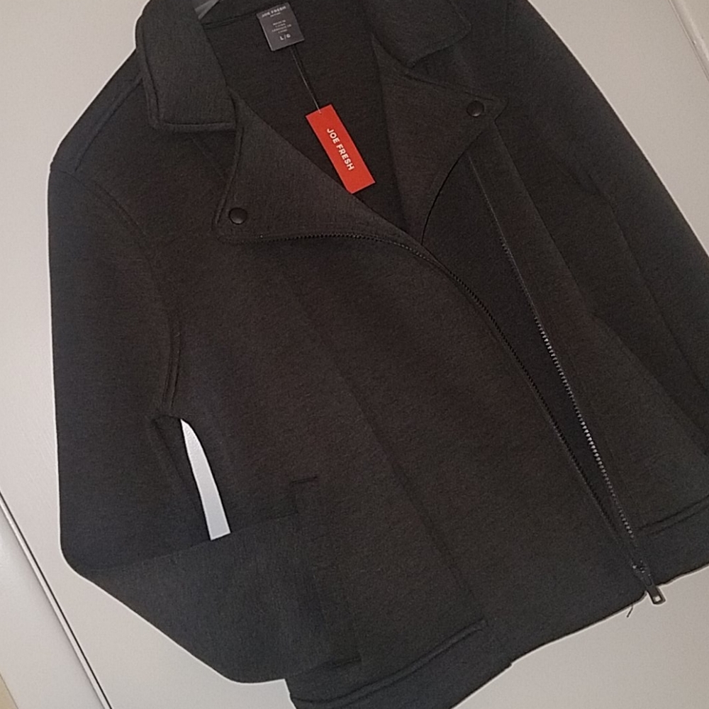 NWT Charcoal zippered crop jacket